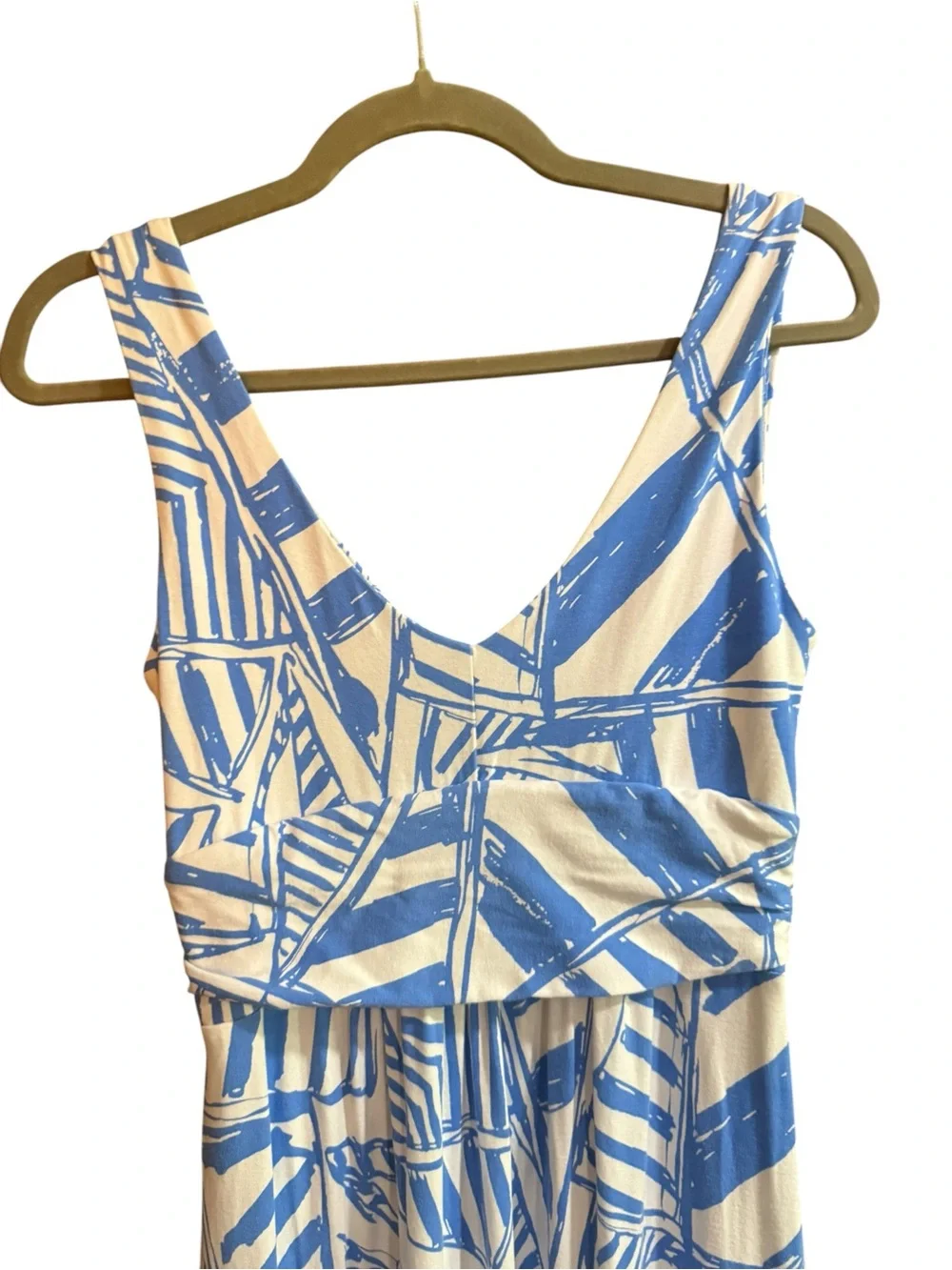 Lilly Pulitzer Blue White Abstract Print Maxi Dress Medium